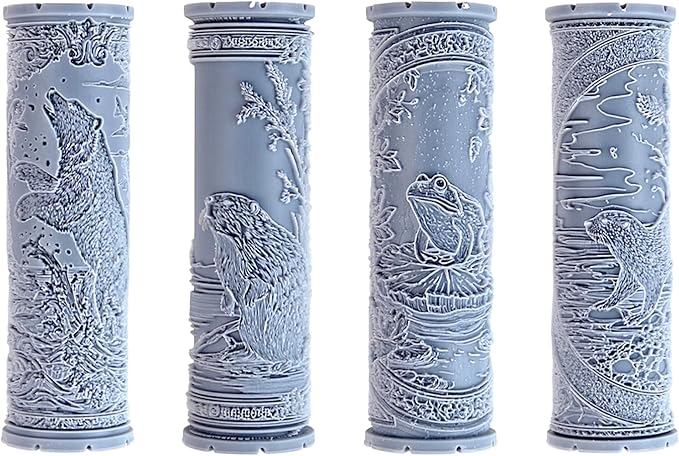 River Bank Collection 4-Pack Clay Texture Rollers (4") - Freshwater Set #01 - Embossing Pattern Rollers for Polymer & Ceramic Clay, Pottery & Crafts