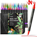 JusArt 48 Colors Acrylic Paint Markers Set with Canvas Bag, Dual Tips with Brush Tip & Fine Tip, No-Bleed, Waterproof, Non-Toxic & Odorless Paint Pens for Rock, Egg, Wood, Canvas, Glass, Ceramic, DIY