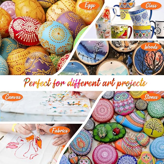 Caliart Acrylic Paint Set with 12 Brushes, 72 Colors (59ml, 2oz) Art Craft Paints Gifts for Artists Adults Beginners Painters, Pumpkin Canvas Ceramic Wood Rock Painting Kit Art Supplies