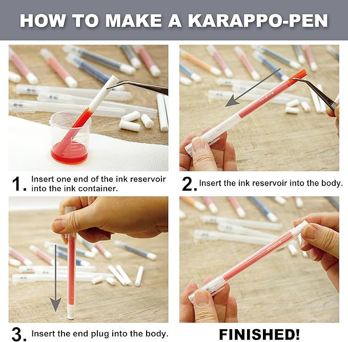 Kuretake Karappo Pen, 1mm Oblique tip 5pcs set, Empty refillable ink pen, for lettering, calligraphy, illustration, drawing, Made in Japan