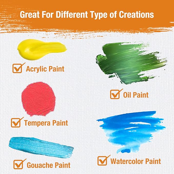 Canvas Boards for Painting 11x14 Inch, 12-Pack Bulk Canvas Value Pack - Art Supplies Blank Paint Canvas Panels for Acrylic, Oil, Watercolor, Tempera, Gouache