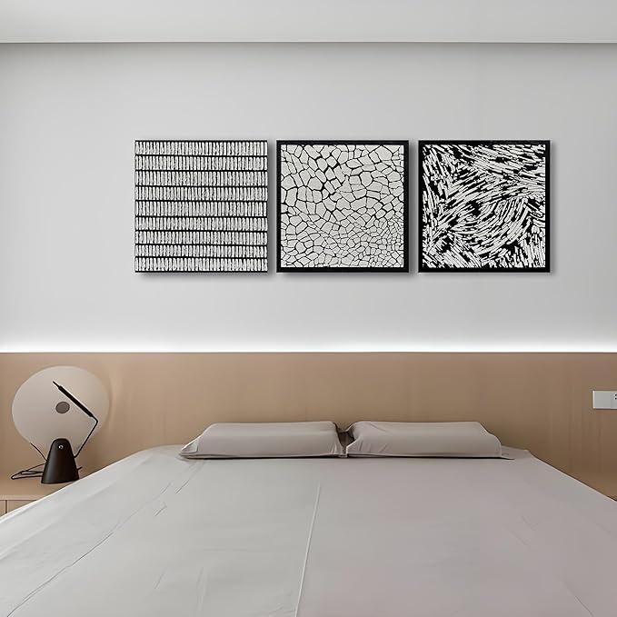 Art 24x24 inches Hand-Painted Black and White Textured Art Oil Painting in Modern Abstract Style - Suitable for Wall Decoration in Home Office