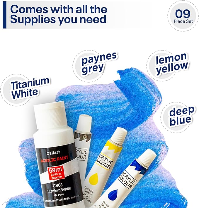 Painting4Real DIY Art Painting Kit for Adults – Learn to Paint Galactic Symphony with Video Tutorials – 9 Pieces Acrylic Paint Set for Adults –Perfect Christmas Crafts & Holiday Gifts for Art Lovers