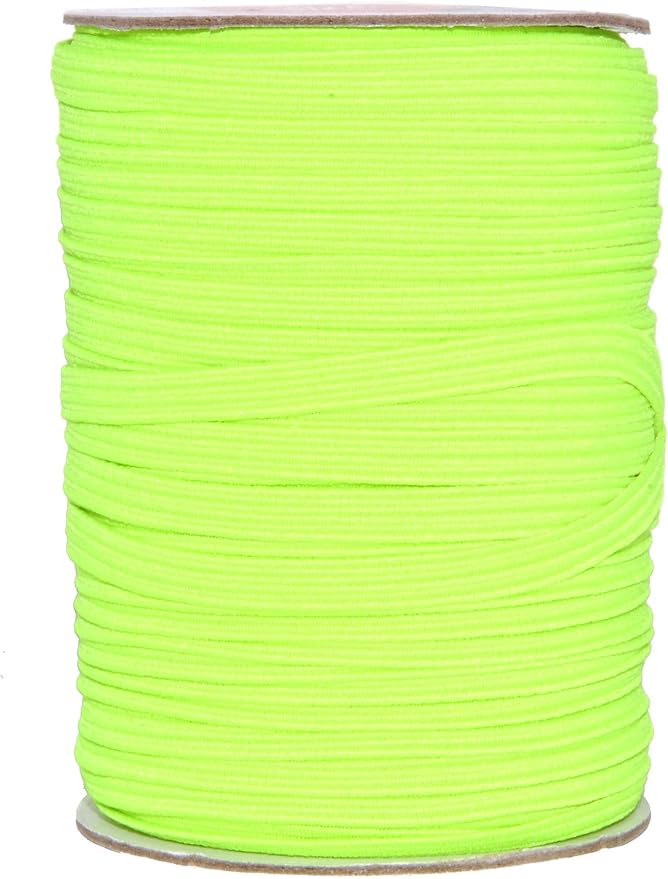 Mandala Crafts 6mm 50 Yds Roll of Lime Green Elastic Bands for Sewing - 1/4 Flat Elastics Cord - 1 4 Inch Braided Stretch Straps for Crafting