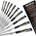Nicpro 10 PCS Angular Paint Brush Set, Nylon Hair Angled Paint Brushes for Acrylic, Watercolor, Oil, Gouache, Craft, Detail Face Body Art Painting, Base Coating, Artist Paintbrush Kit for Kid & Adult