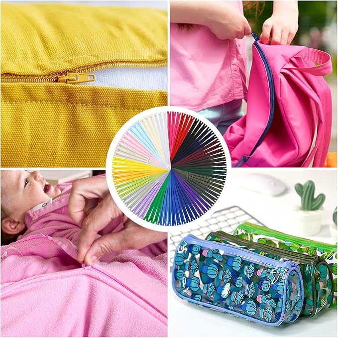 Zippers, DOITEM 72 pcs Zippers for Sewing 25cm/10 Inch Multicolor Nylon Coil Zippers for Sewing and Crafts 24 Colors