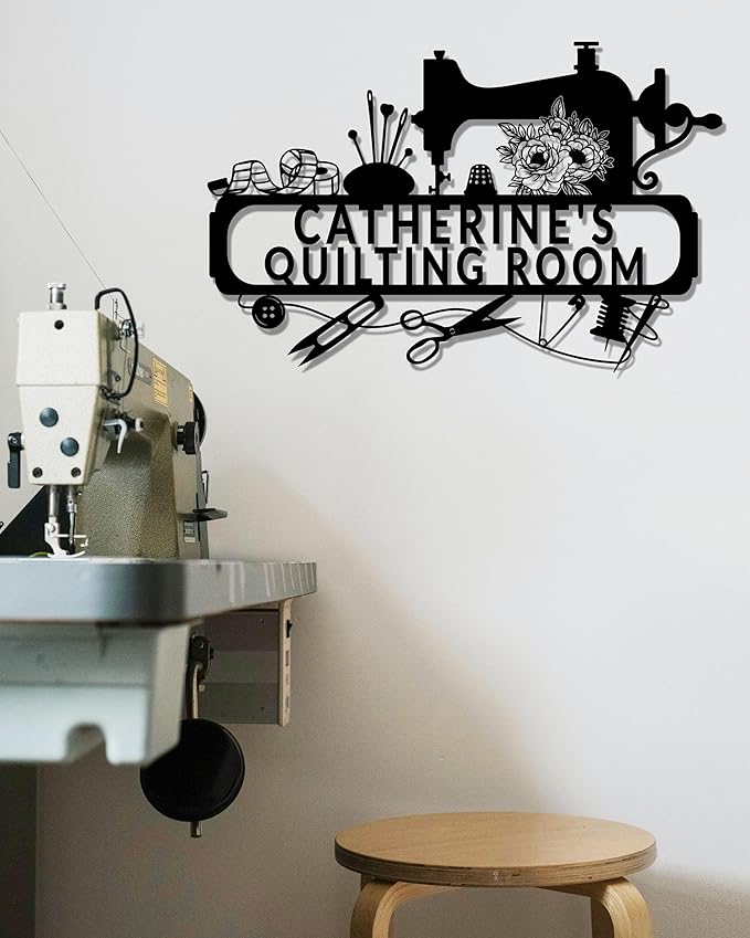 Custom Sewing Room Sign, Personalized Metal Quilting Sign, Sewing Room Decor, Sewing Machine Sign, She Shed Craft Room Decor, Personalized Sewing Gift For Sewing Lovers, Gift for Mom