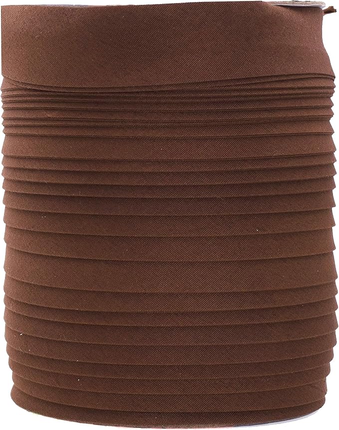 Mandala Crafts 55 Yards 1 Inch Brown Double Fold Bias Tape for Sewing - Bias Binding Tape for Quilting Binding, Hemming, Seam, and Fabric Piping