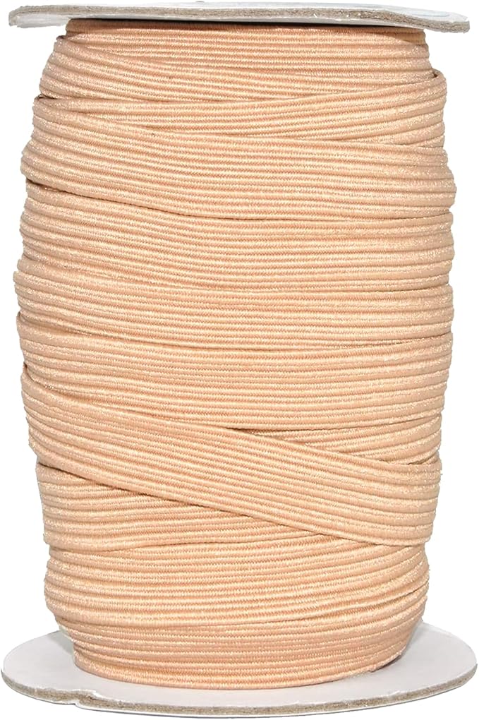Mandala Crafts 12mm 20 Yds Roll of Nude Elastic Bands for Sewing - 1/2 Flat Elastics Cord - 1 2 Inch Braided Stretch Straps for Crafting