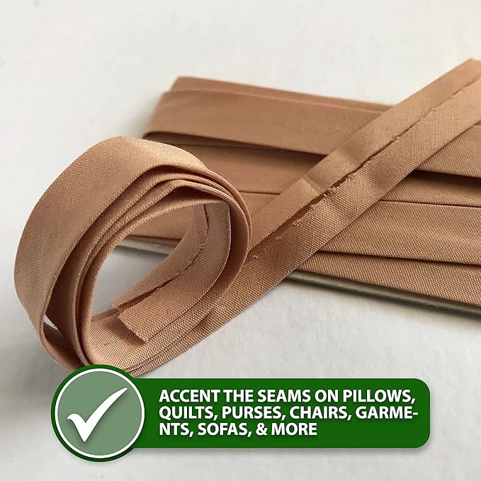 Mandala Crafts 55 Yards 1/4 Inch Red Double Fold Bias Tape for Sewing - Bias Binding Tape for Quilting Binding, Hemming, Seam, and Fabric Piping