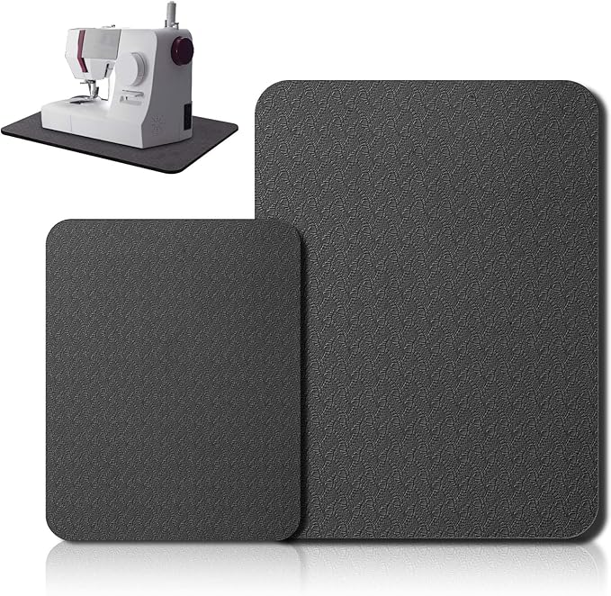 2 Pcs Sewing Machine Muffling Mat Pedal Sewing Mat Reduce Vibrations Noise No Slip Machine Accessories for Quilting(15" X 20" and 11" X 14",Black)