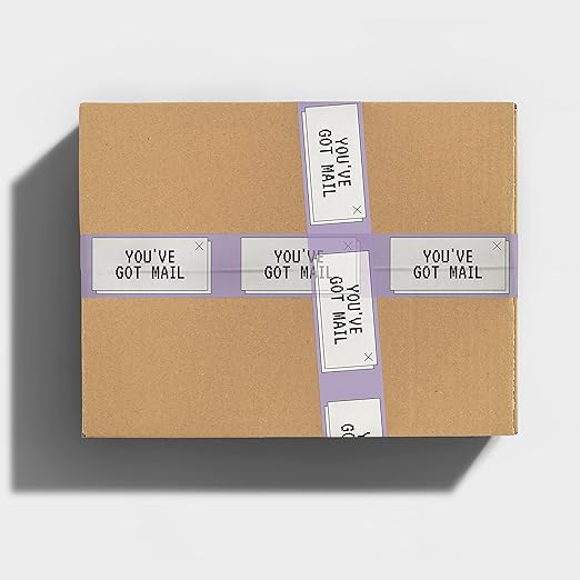 You’ve Got Mail Packing and Shipping Tape, White Purple Black Decorative, Cute Fun Printed Packaging Tape, 1.88" x 110 Yards (330 feet)