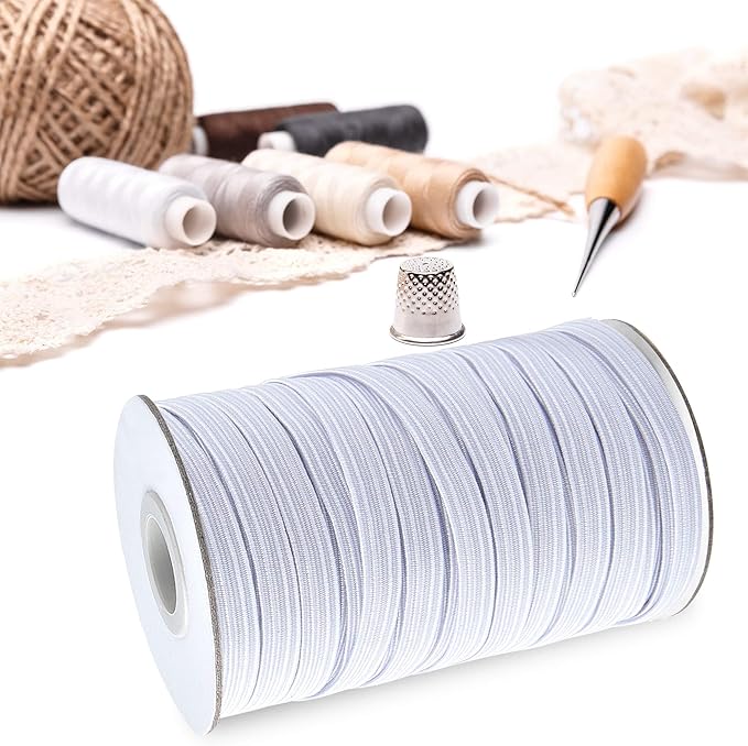 Coopay 80 Yards Length 1/4" Width Elastic Bands Flat Elastic Cord Rope Heavy Stretch Spool Knit for Sewing DIY Projects, Arts & Crafts, 2 Rolls, 40 Yards/Roll (White, 1/4 Inch)