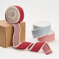 Pretty Jolly Red Pink Denim Ribbon for Crafts Handmade Rustic Frayed Cotton Jean Fabric Ribbon for Flower Bouquet 15 Yards 1 Inch Cloth Ribbons for Gift Wrapping Hair Sewing Accessories Holiday Decor