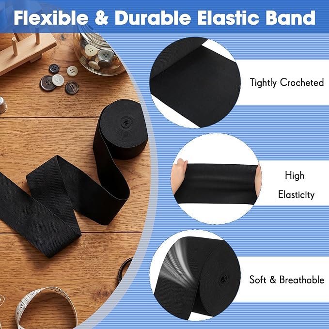 EBOOT 1 Pcs Elastic Spool (3 Inch X 10 Yard,Black)