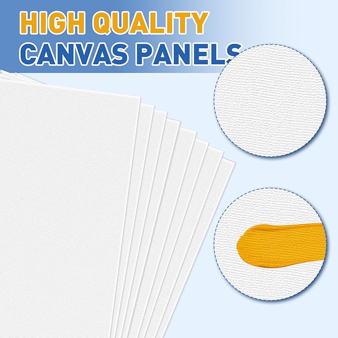 ESRICH 182 Pack Canvas with Easel Set 8 x 10 in Canvas Boards with 11.8 in Wooden Easels, Paint Brushes Canvas Panel Painting Kit for Acrylic Oil Watercolor Beginners Art Crafts Sip and Paint Party