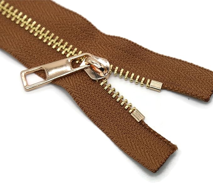 #5 Gold Metal Zipper - 50+ Colors - 3 PCS - (4-14 inches) Sizes - Luxury Lightweight Handcraft Metal Zippers with pulls for Purses Bags Pockets Shoes Sewing & Crafts DIY ZP02466