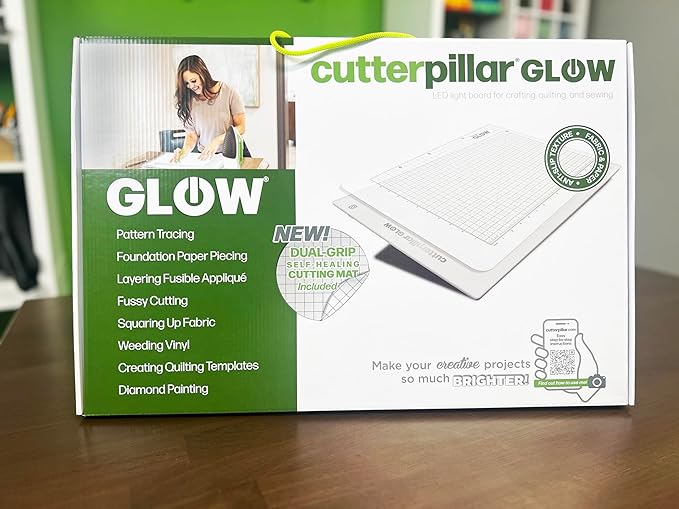 CUTTERPILLAR GLOW CLASSIC LED Light Board, with Translucent, Self-Healing Cutting Mat Light Box Tracing Pad w/Non-Slip Translucent Self-Healing Cutting Mat, 13” x 19" - Perfect for Quilters & Crafters