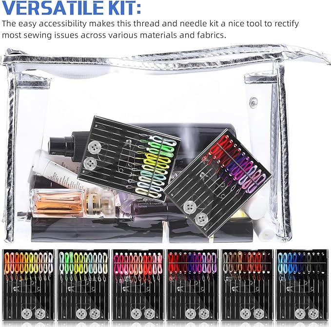 6 Boxes (60 Pcs) Pre Threaded Needle Kit Assorted Color (Mixed Color)
