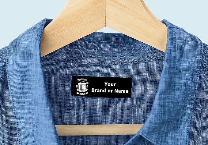 100pcs Custom Name Fabric Labels,Personalized Sew-On Clothing Tags,Custom Sewing Labels for Clothing Bags Dress T-Shirt Crocheting, Handmade Items, Crafts and More 2x6cm