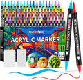 FansArriche 132 Colors Acrylic Paint Pens, Dual Tip Acrylic Paint Marker Set with Fine Tip and Brush Tip, Fabric Markers Permanent for Clothes, Wood, Stone, Canvas, Rock, DIY Art Supplies Kit