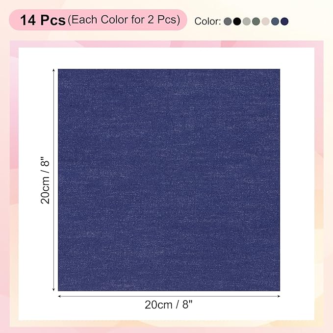 PATIKIL Cotton Fabric Bundles, 14 Pcs 8 x 8 Inch Fat Quarter Solid Color Precut Fabric Squares for Sewing Patchwork Quilting DIY Crafts, Blue Grey