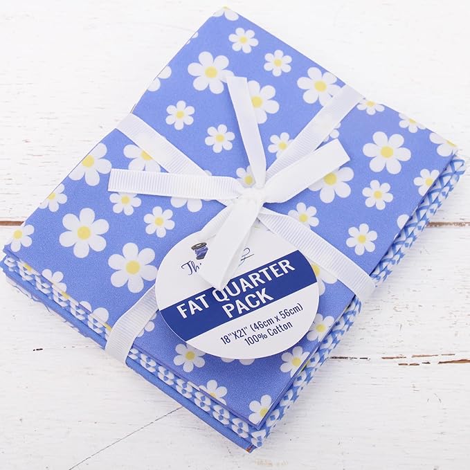 Threadart Exclusive 5 Fat Quarter Bundles - Blue Confetti Brights Collection 100% Cotton Fabric - Premium 100% Cotton Quilting Fabric - No Duplicates - Full Size Fat Quarters 18"x21" - Blue