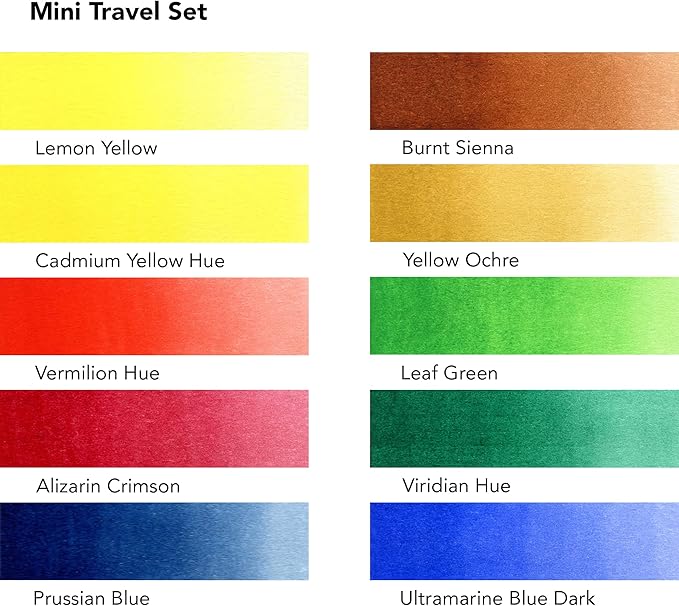 Daler Rowney Mini Half Pan Travel Tin, 12 Piece Set, Colors May Vary