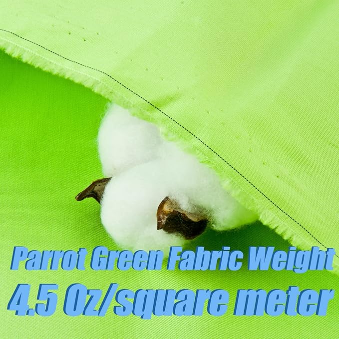 5 Yard Parrot Green Cotton Fabric, Natural Cotton Poplin Fabric by The Yard, 59 Inches Wide 100% Cotton Fabric, Soft Embroidery Muslin Quilting Material for Sewing Material Apparel Cloth