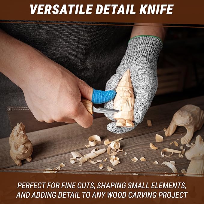 BeaverCraft Wood Chip Carving Knife C8 1.8" Sloyd Whittling Knife for Detail - Wood Carving Tools for Beginners and Kids