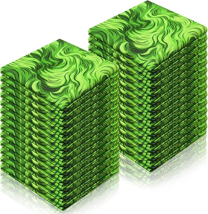 Oudain 60 Pcs 10 x 10 Inch Lime Green Faux Fur Quilting Fabric Squares Christmas Fat Patchwork Precut Strips Lime Green Fabric Bundles for Halloween DIY Craft Sewing Handmade Materials