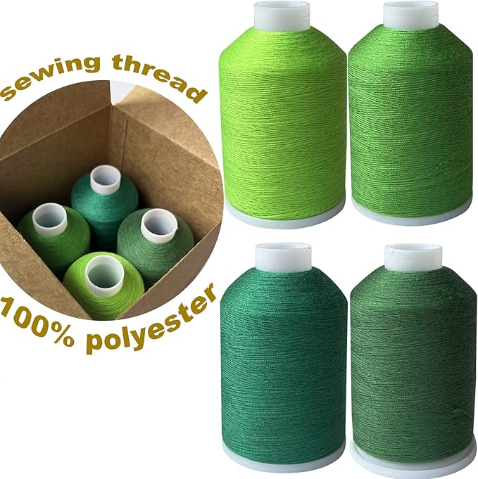 Sewing Thread 4 Colors Set 40s/2 for Sewing Machine，Quilting，Hand Sewing Total 4000yards （Green Series）