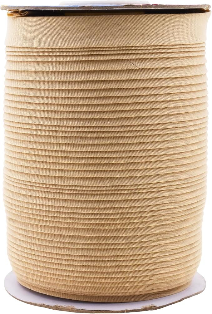 Mandala Crafts 55 Yards 1/2 Inch Khaki Double Fold Bias Tape for Sewing - Bias Binding Tape for Quilting Binding, Hemming, Seam, and Fabric Piping