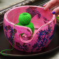Exquisite Premium Yarn Ball Storage Bowls | Hand Painted Lovely Decor Yet Functional Yarn Dispenser (Small (6 x 3 x 6 Inches), Vanilla Pink)