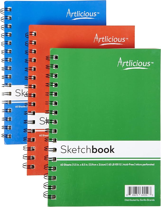 Sketch Book 6 Pack - 5.5" x 8.5", 360 Sheets Sketch Books, Drawing Notebook, Sketchbook for Drawing Art