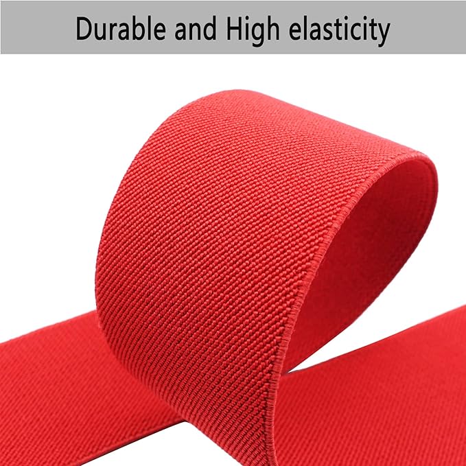 Dortrue 2 Inch 5 Yards Red Sewing Elastic Band Heavy Stretch High Elasticity Elastic Spool for Sewing Pants Waistband, Straps, Craft DIY Projects