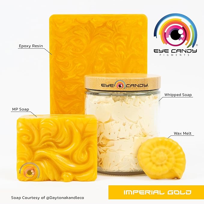 Eye Candy Pigments Premium Gold Mica Powder - Imperial Gold (50gr) - for Epoxy, Resin, Soap, Paint, Woodworking, Acrylic Pouring, Bath Bombs, Fishing Lures - DIY Arts and Crafts Additive