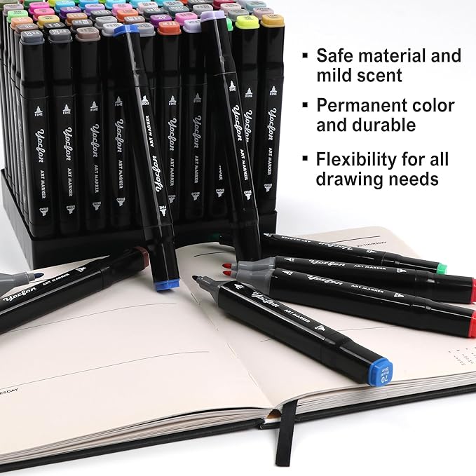80 Colors Alcohol Markers, Dual Tips Drawing Markers, Set For Adults Coloring Sketch Illustration, Chisel & Fine