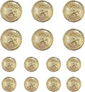 14 Pieces Light Gold Metal Blazer Button Set 15mm 20mm for Blazers, Suits, Sport Coats, Sewing, Uniform, Jackets (MBM37)