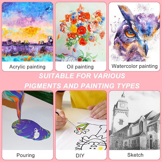 7 Pack Stretched Canvases for Painting, Multi Size 11x14, 9.44x12, 8x10, 5x7, 4x4, Round Canvas with 8x8, 10x10, Primed Blank Canvas for Oil, Acrylic Paint, Beginner, Artist
