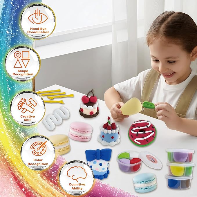 Air Dry Clay Kit - Cake Themed,12 Boxes Modeling Magic Soft Clay DIY Art Sculpting Supplies，Party Favors Birthday Christmas Gifts for Boys Girls (Cake Themed)