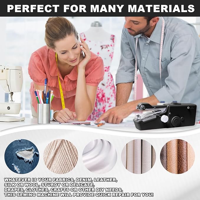 ALIBBON Handheld Sewing Machine for Beginners Portable Electric Mini Sewing Machine with Accessory Kit Small Hand Stitching Machine for DIY Clothes Home Travel Sewing Kit for Adults (Black)