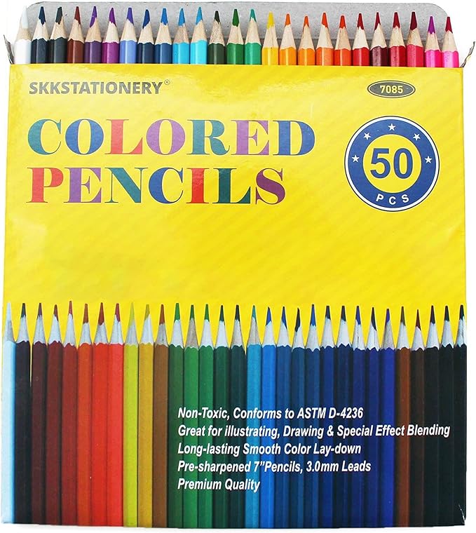 SKKSTATIONERY 50Pcs Colored Pencils,50 Vibrant Colors, Drawing Pencils for Sketch, Arts, Coloring Books, Back to school Christmas Gifts