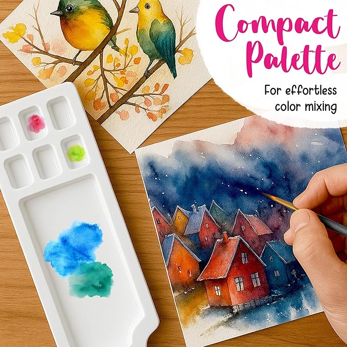 100 Watercolor Paint Set - Water Colors Paint for Kids, Adult, Beginners, Professional Artists | Watercolor Palette with Paper, Brushes, Pen | Travel Painting Kit, Art Supplies for Adults