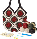 Yeezhee Crochet Kit for Advanced or Intermediate Beginners, Crochet Bag Kit with Step-by-Step Video Tutorials, Granny Square Crochet Tote Bag Set, Knitting Kit Including Yarn, Crochet Hook, Camellia