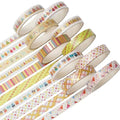 YUBBAEX 10 Rolls Sparkling Washi Tape Set 8mm Skinny Gold Foil Decorative Masking Washi Tapes for Bullet Journal,Scrapbook, Planner, DIY Crafts (Party Elements)