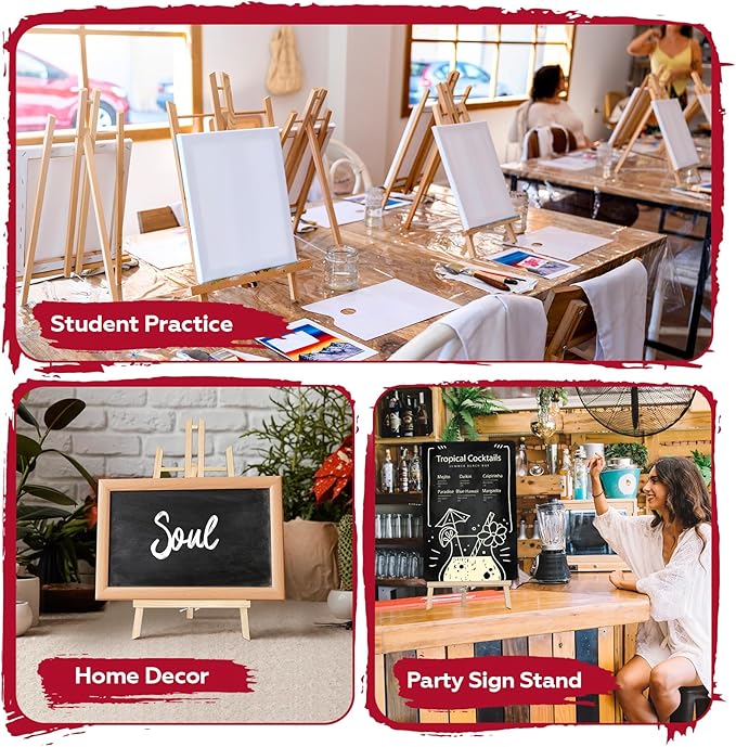 4 Pack 16 Inch Wooden Easel Stand, Portable A-Frame Tabletop Display Easel for Painting, Canvas, Signs,Photos, Art Easel for Students, Beginners, Artists - Compact & Lightweight