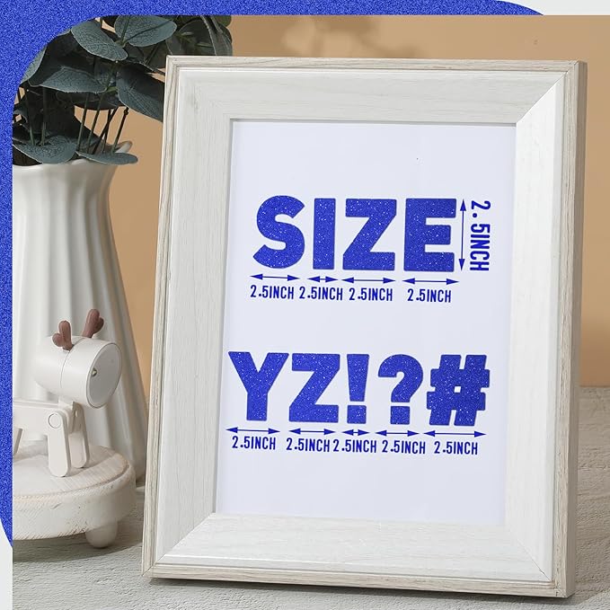 Harloon 232 Pcs 24 Sheets Large Glitter Letter Stickers Big Font Alphabet Letter Self Adhesive Letters Kit Mailbox Stickers for Mailbox Bulletin Boards Classroom Home(Blue,2.5 Inch)