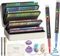 DICEKOO 168+2 Colors Acrylic Paint Markers with Carrying Case, Soft Brush Tip Acrylic Pens, Smooth Writing, Quick-Drying, Lightfast, for Rock Painting, Canvas, Wood, Egg & DIY Crafts Art Supplies