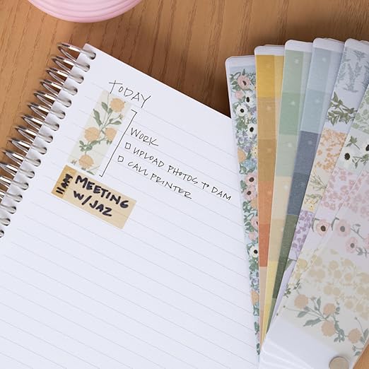 Erin Condren Washi Tape Fan, Bouquet Washi Sticker Strips Booklet, Washi Tape Sticker Collection for Adding More Fun and Functionality to Planners, Calendars, Journals and Paper Crafts